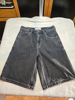 Hollister JNCO Style Mens Super Baggy Denim Shorts Black Size 32